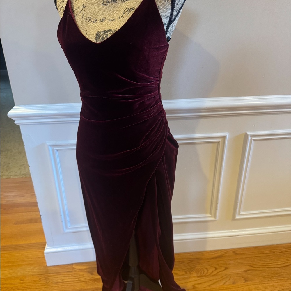 Elegant Burgundy Velvet Dress